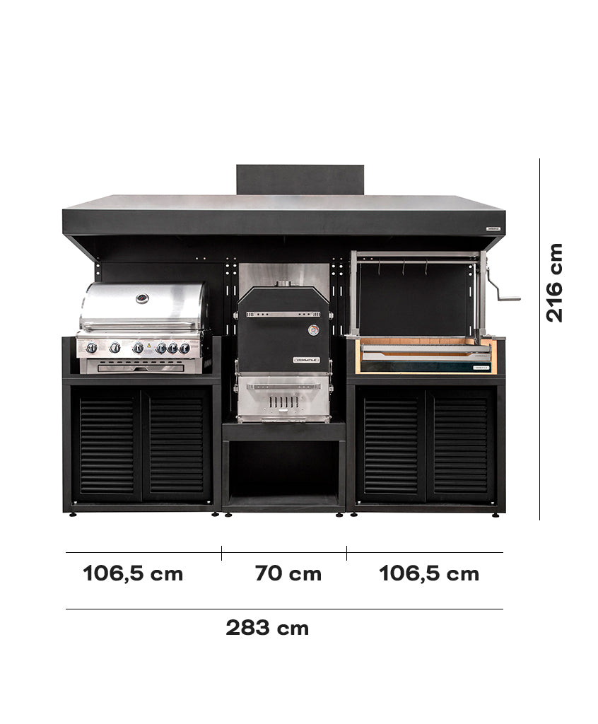 Pack Parrilla Carbón + Horno Ahumador + Modulo Para Parrilla Gas (ACERO)