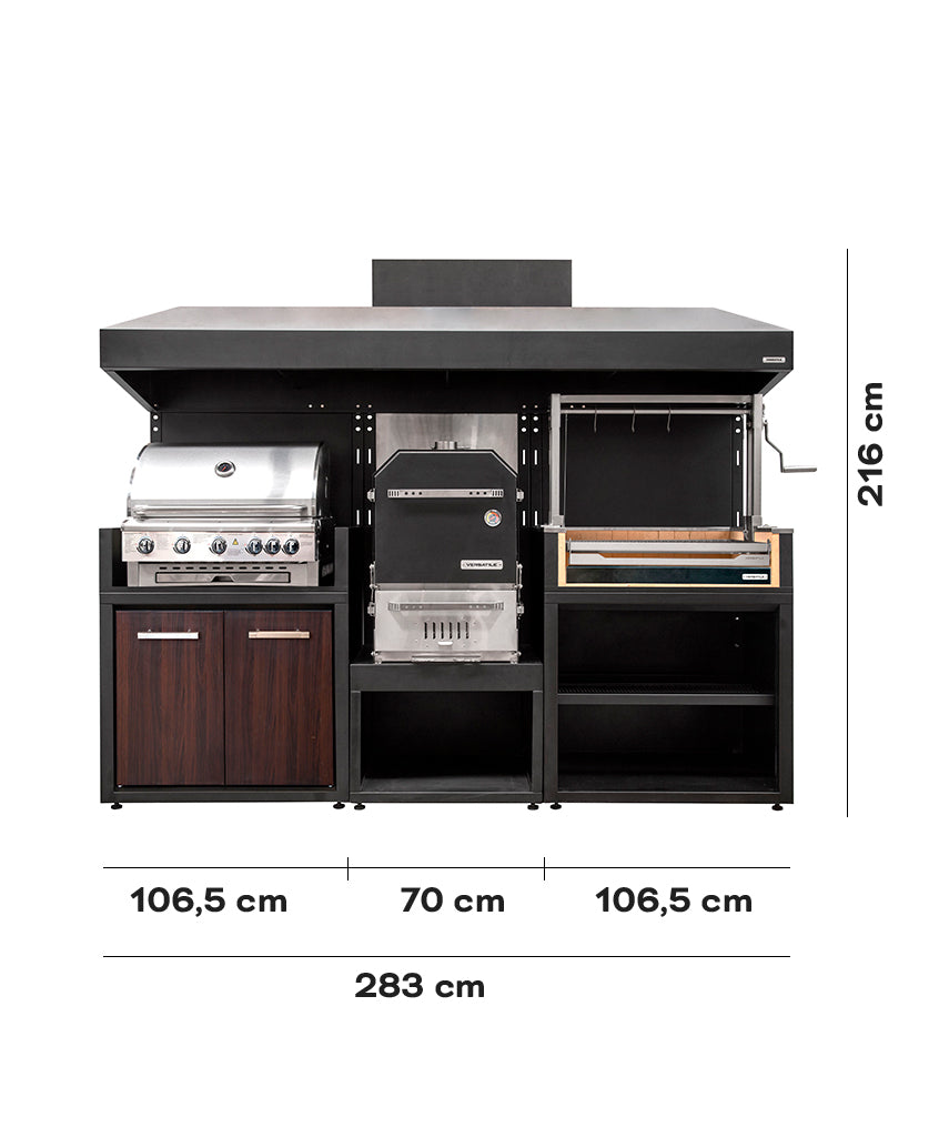 Pack Parrilla Carbón + Horno Ahumador + Modulo Para Parrilla Gas (TERMOLAMINADO)