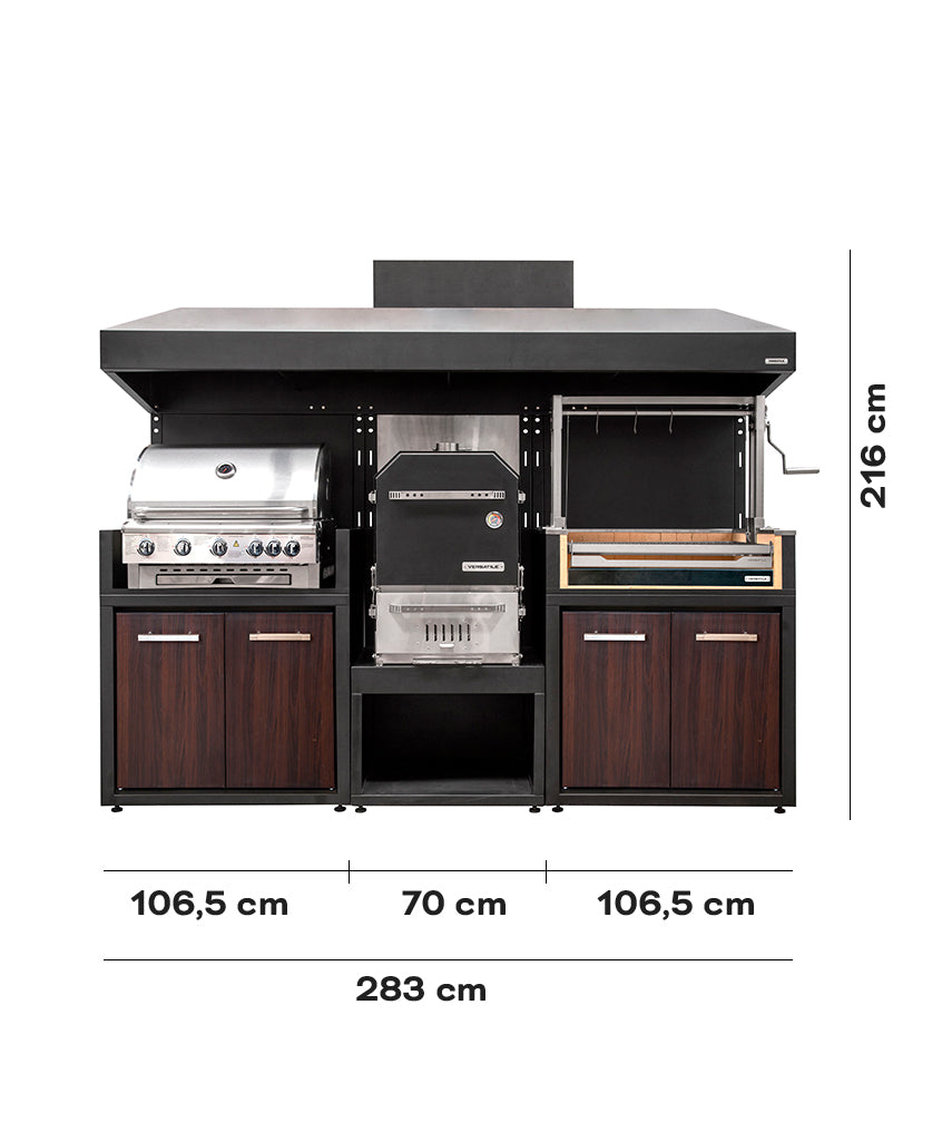 Pack Parrilla Carbón + Horno Ahumador + Modulo Para Parrilla Gas (TERMOLAMINADO)