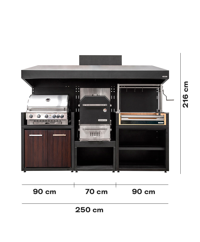 Pack Parrilla Carbón + Horno Ahumador + Modulo Para Parrilla Gas (TERMOLAMINADO)